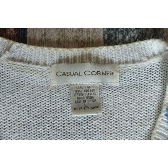 Vintage 80s Casual Corner Summer Beach Themed Knit Sweater Womens Size Large - Picture 5 of 12
